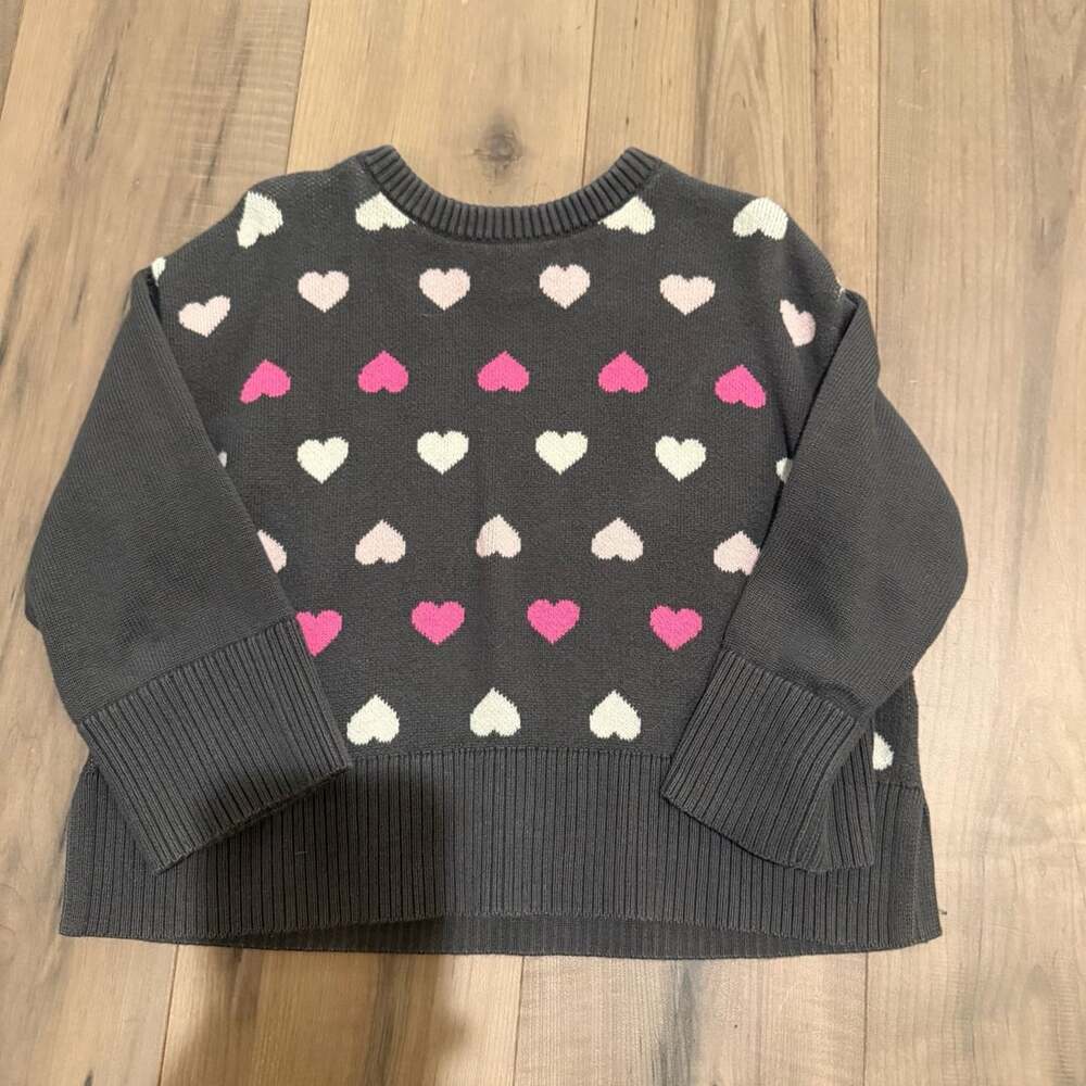 Baby Gap Heart Knit Sweater Size 4 Years Gray